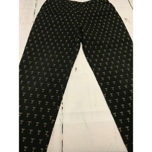 Skirtin Around Women's Pants Black w/ Martini Glasses Crop Size 14